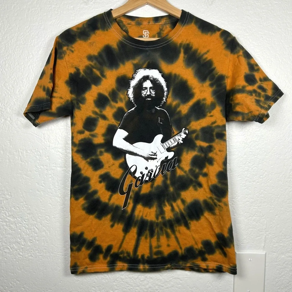 SF Giants Orange Jerry Garcia Tie Dye Graphic T-Shirt Size Small